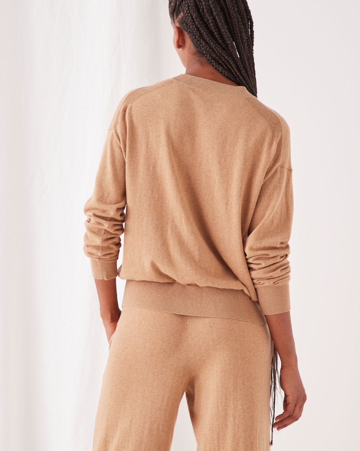 Cotton Cashmere Lounge Sweater Taupe
