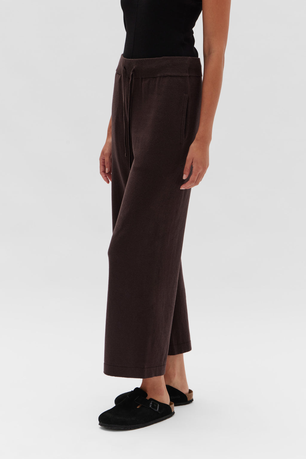 Cotton Cashmere Wide Leg Pant Cocoa