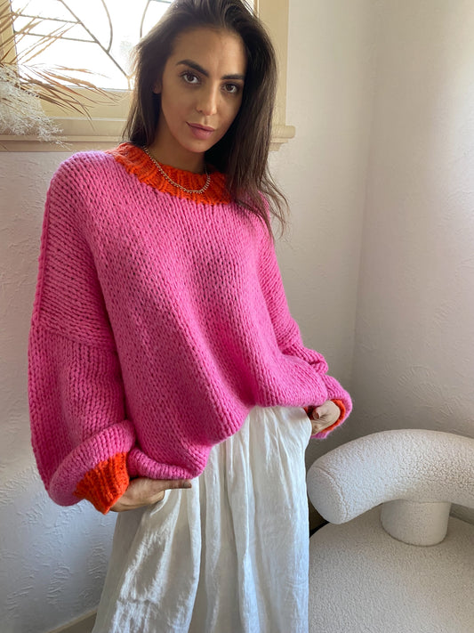 Desiree Oversized Knit Contrast Pink