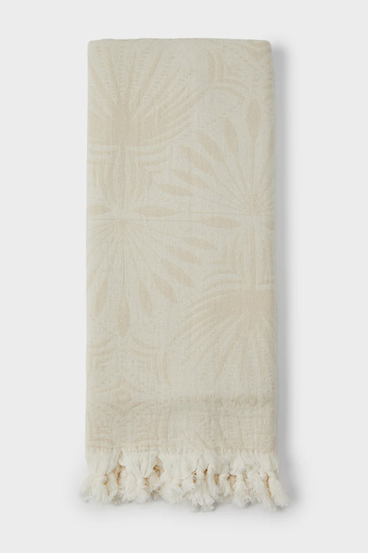 Palm Frond Towel Beige