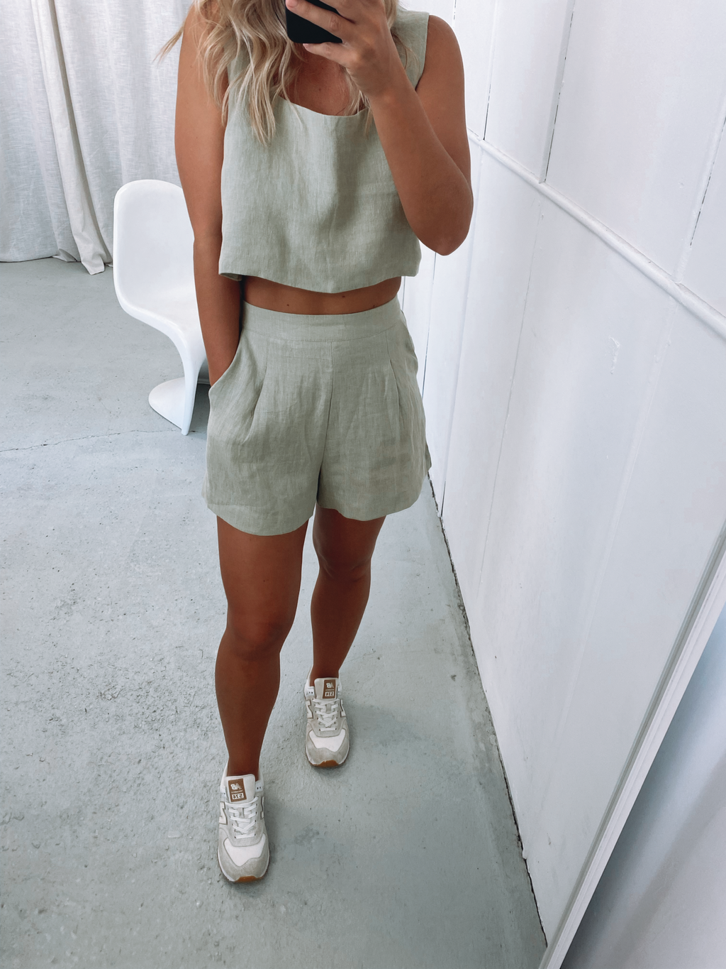 Tia Linen Top Sage