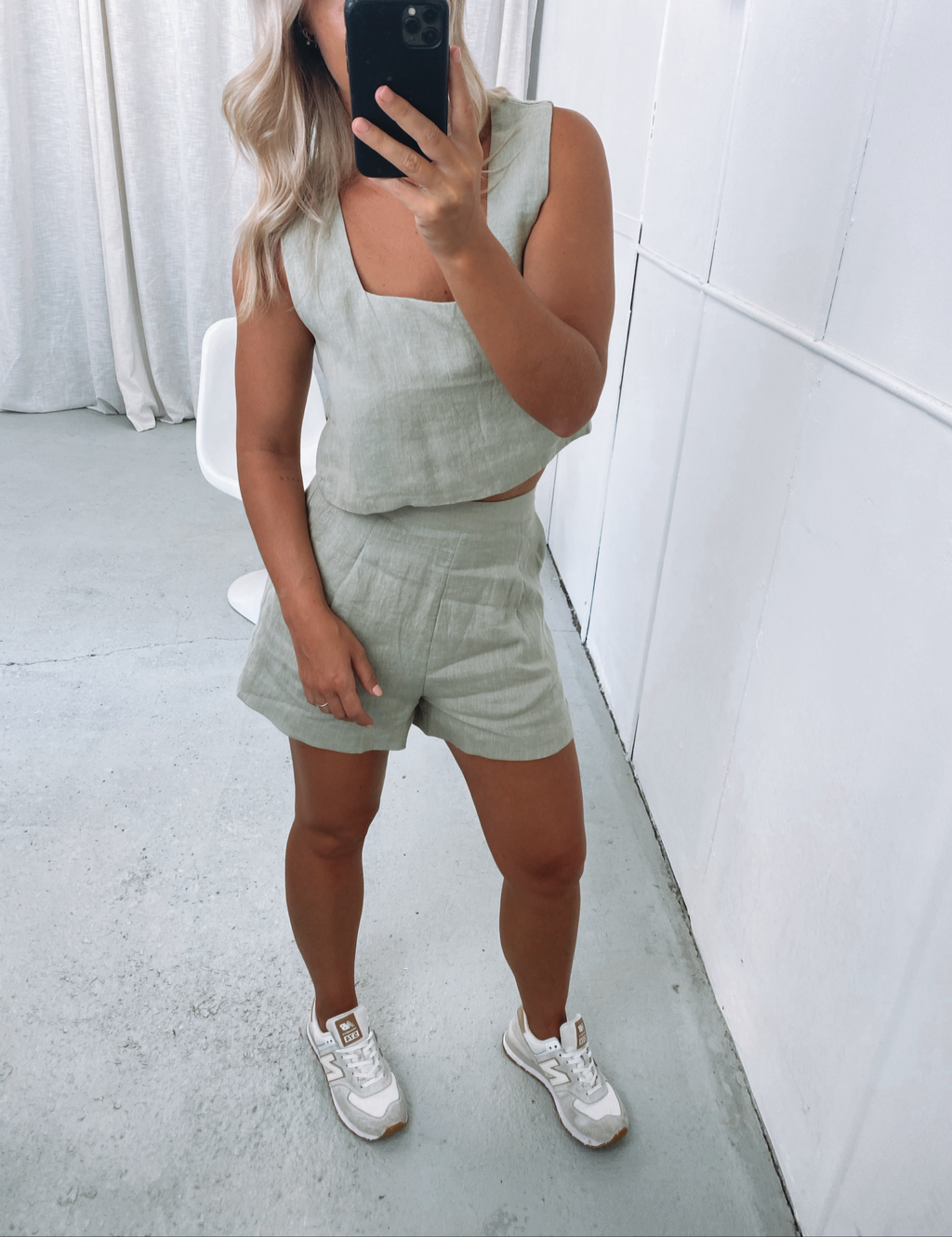 Tia Linen Top Sage