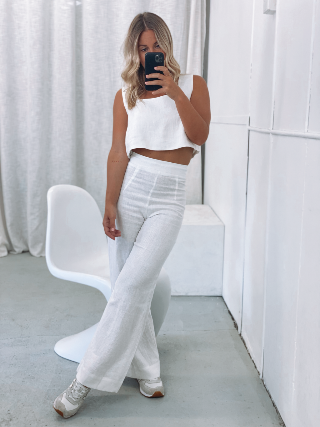 Tia Linen Pant White