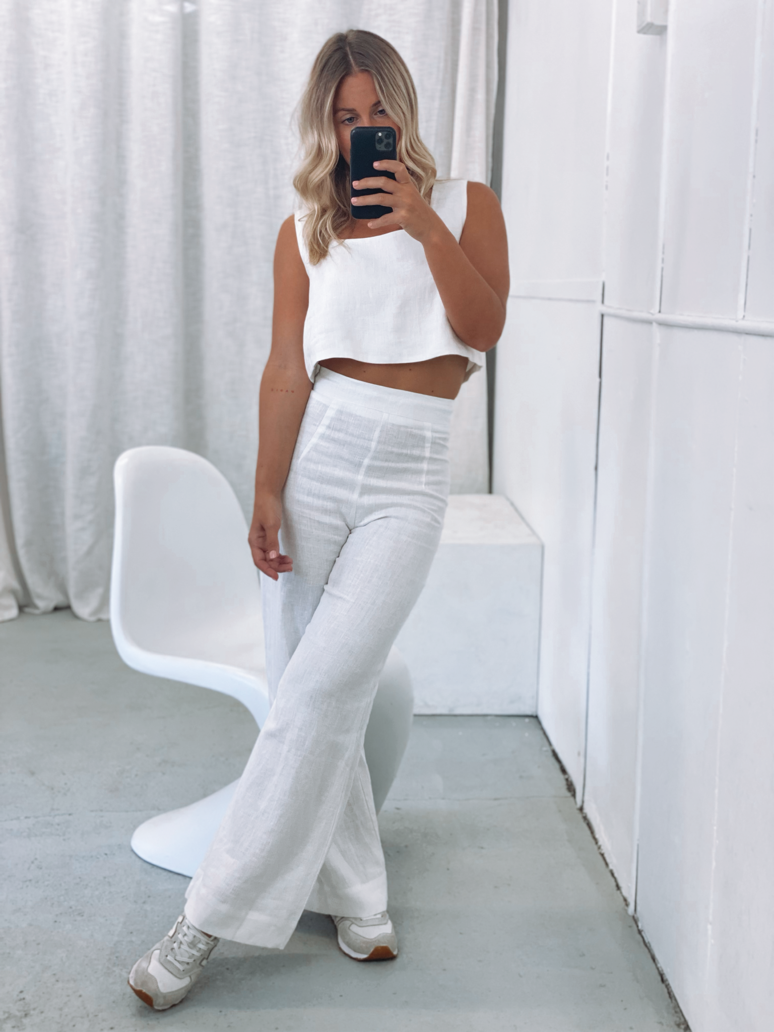 Tia Linen Pant White