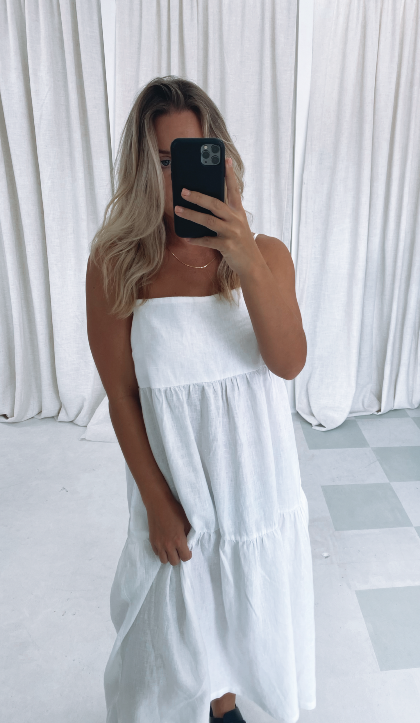 Willow Linen Dress White