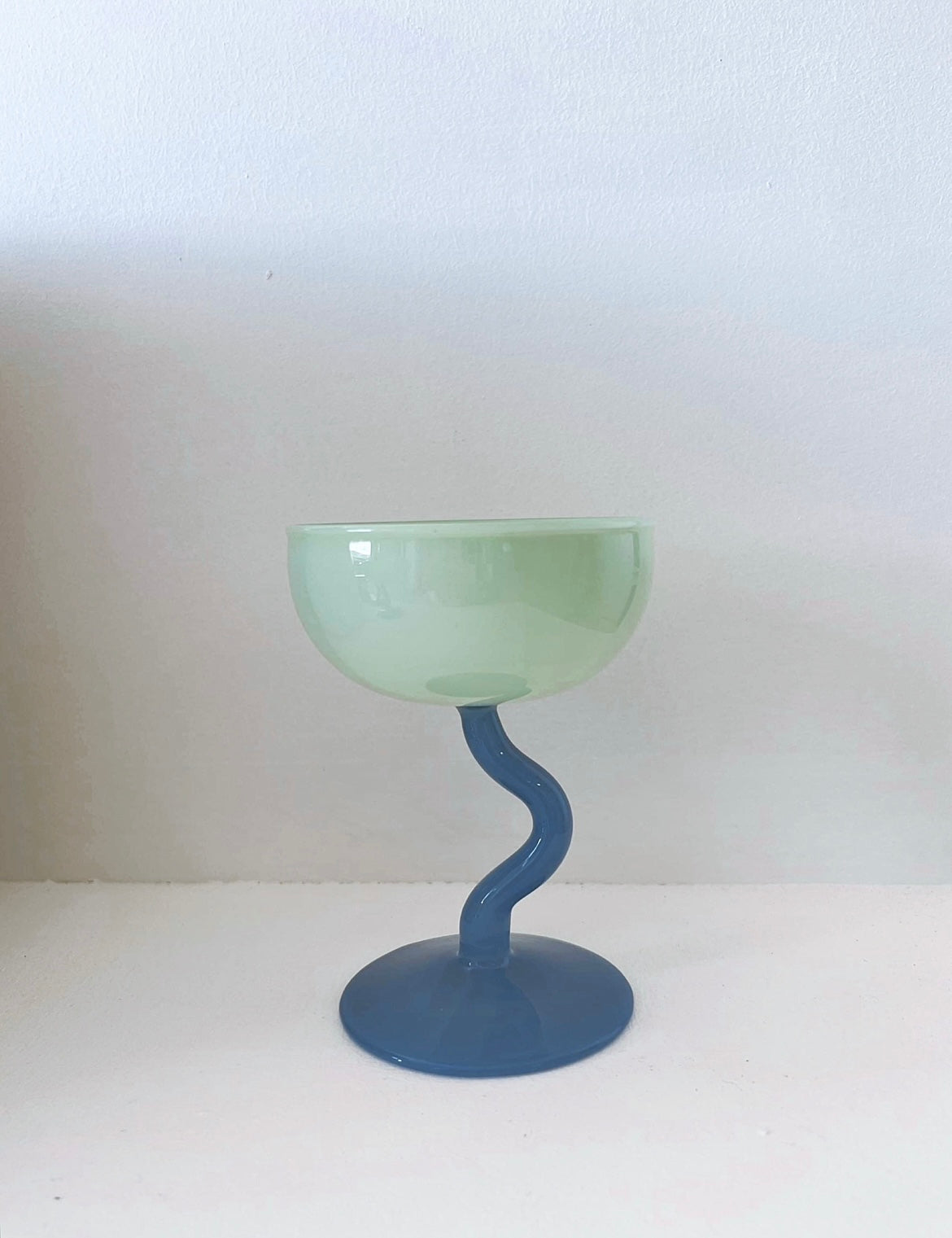 Curvy Stem Cocktail Glass Blue
