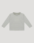 Kids LS Tee Green Fog Stripe