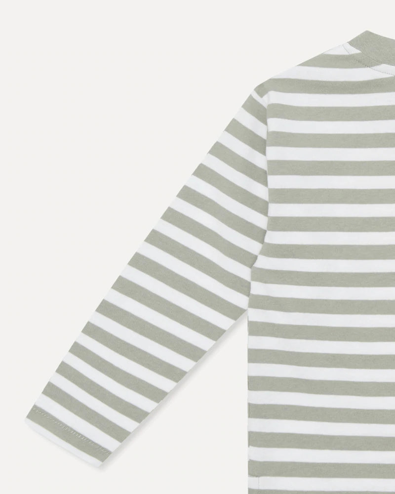 Kids LS Tee Green Fog Stripe