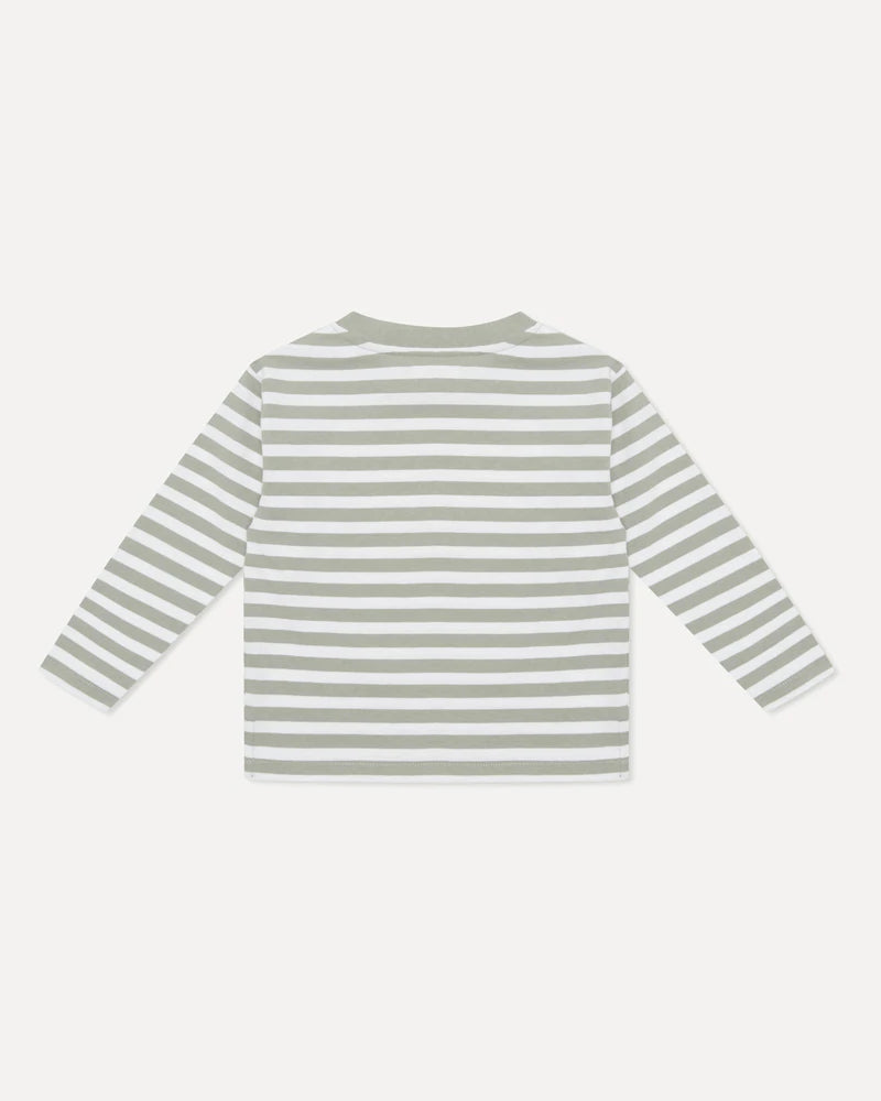 Kids LS Tee Green Fog Stripe