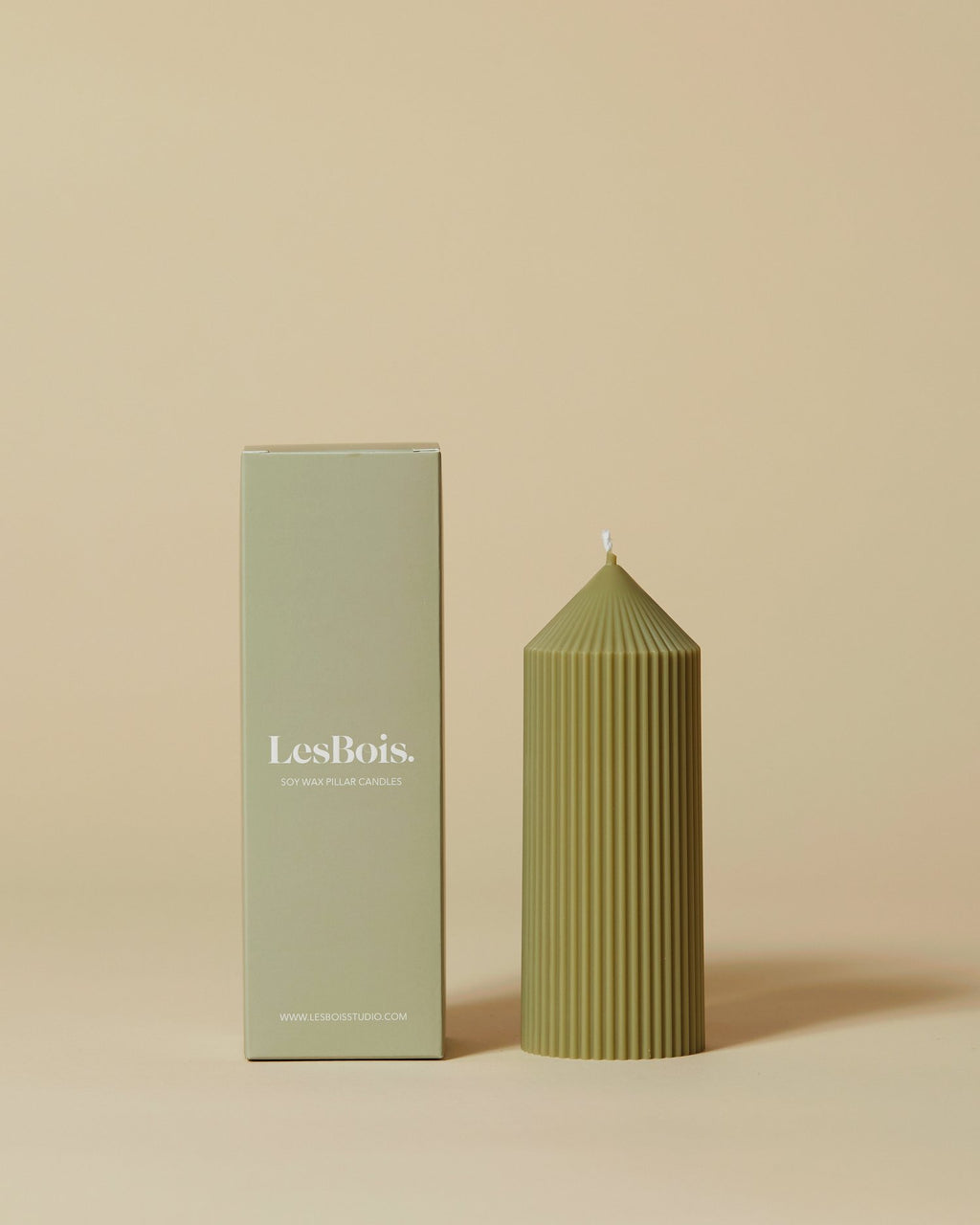 Yuki Pillar Candle Olive
