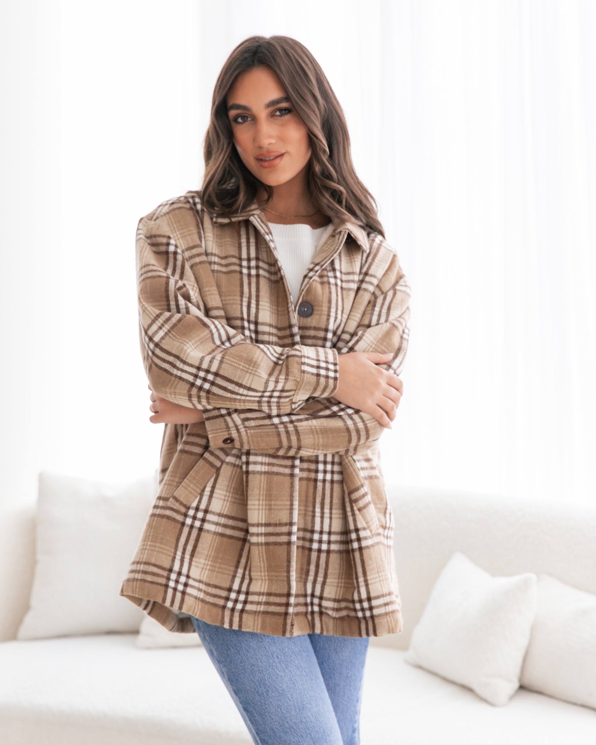 Mason Knit Plaid Coat - Coffee Bean main image 1