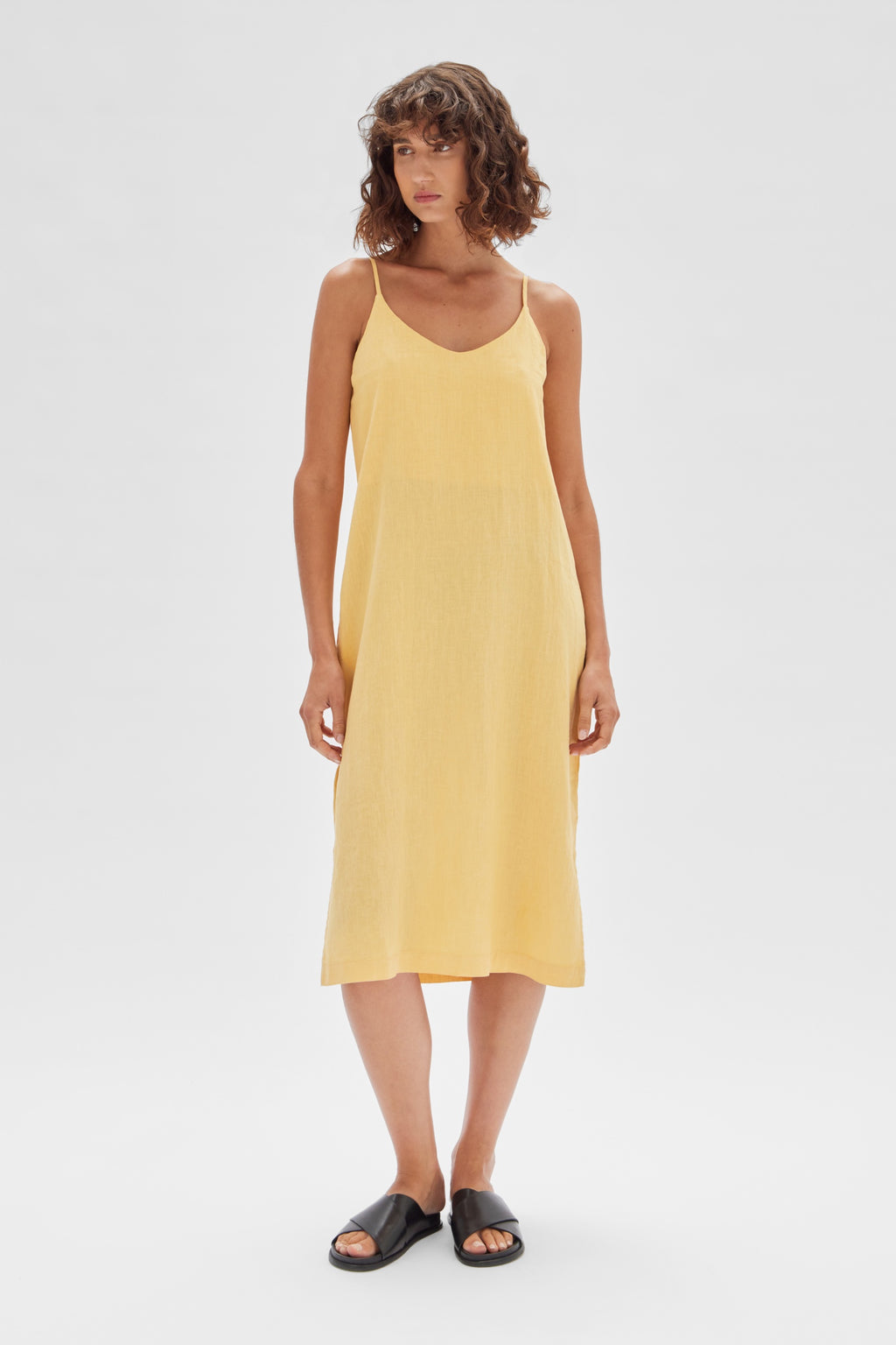 Linen Slip Dress Butterscotch