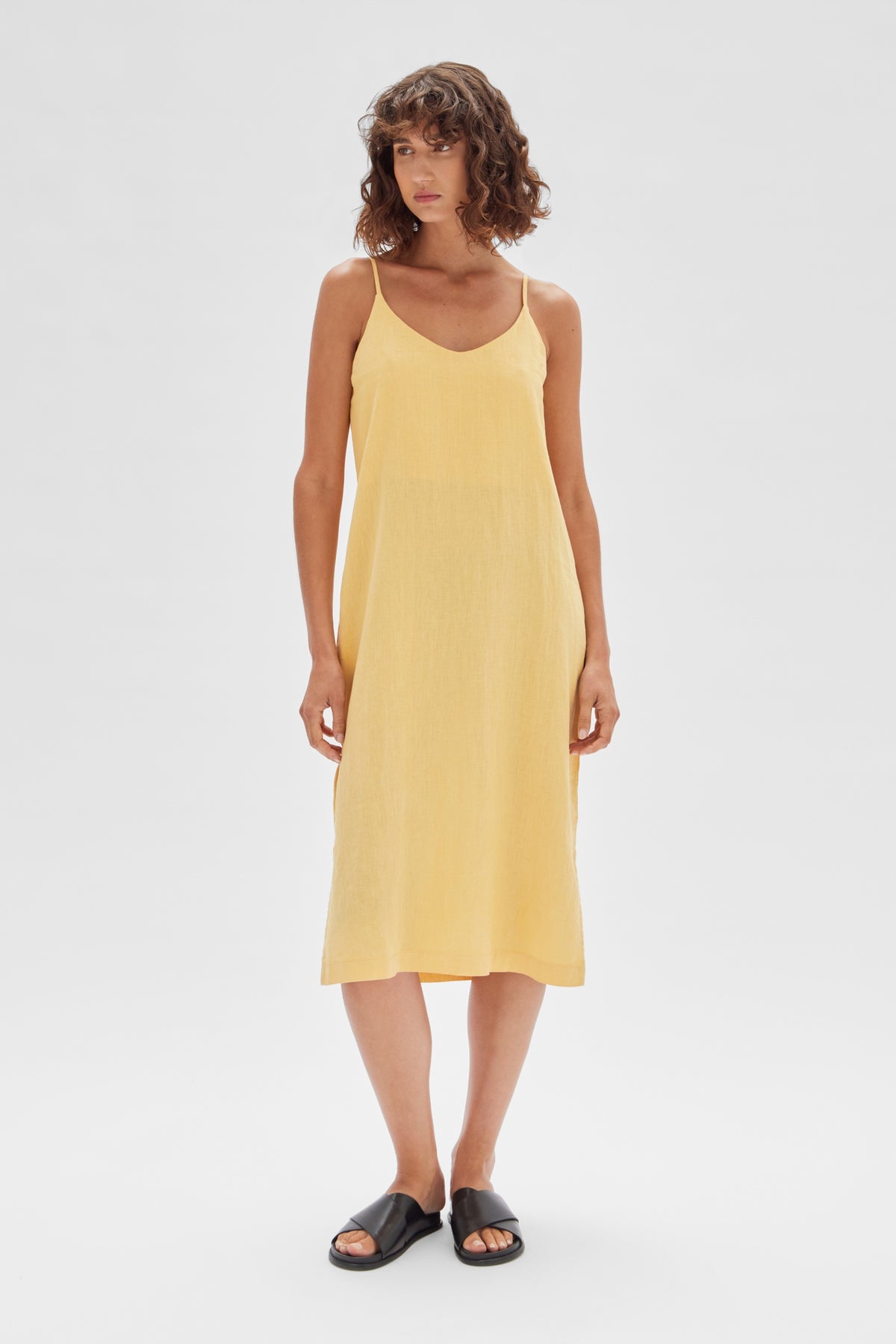 Linen Slip Dress Butterscotch