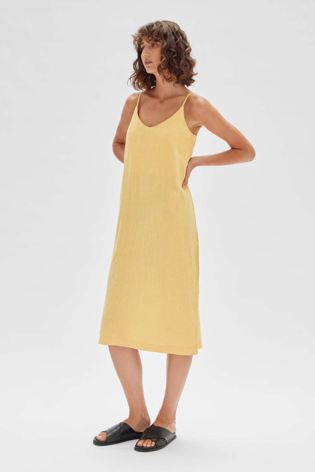Linen Slip Dress Butterscotch