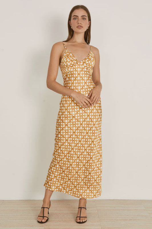 Lumen Midi Dress Golden Check