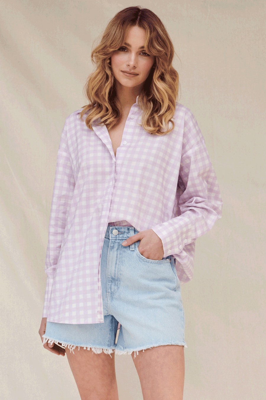 Luna Shirt Lilac Gingham