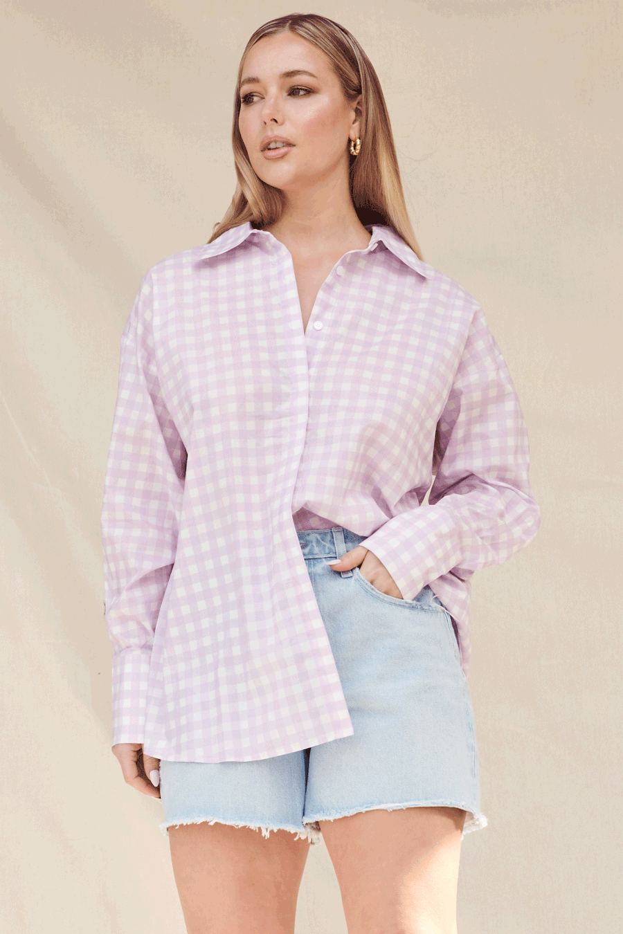 Luna Shirt Lilac Gingham