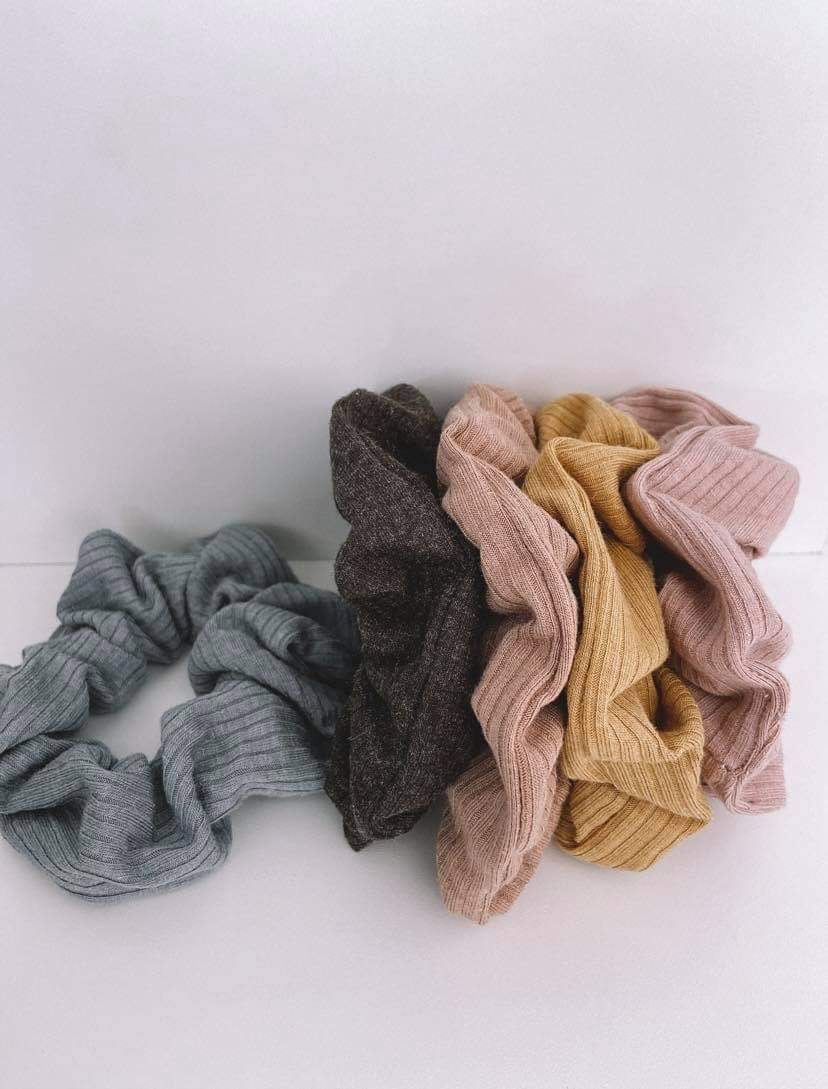 Ribbed Cotton Scrunchie Sand