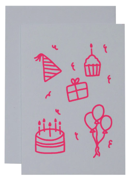 Birthday Things Card Neon pink