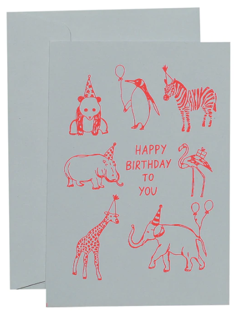 Party Animals Card Neon