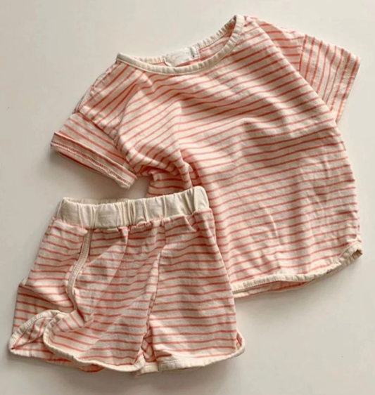 Kids Simple Stripe Set Pink