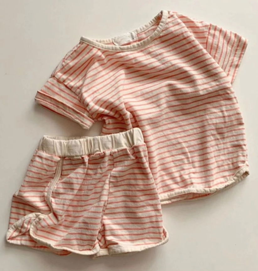 Kids Simple Stripe Set Pink