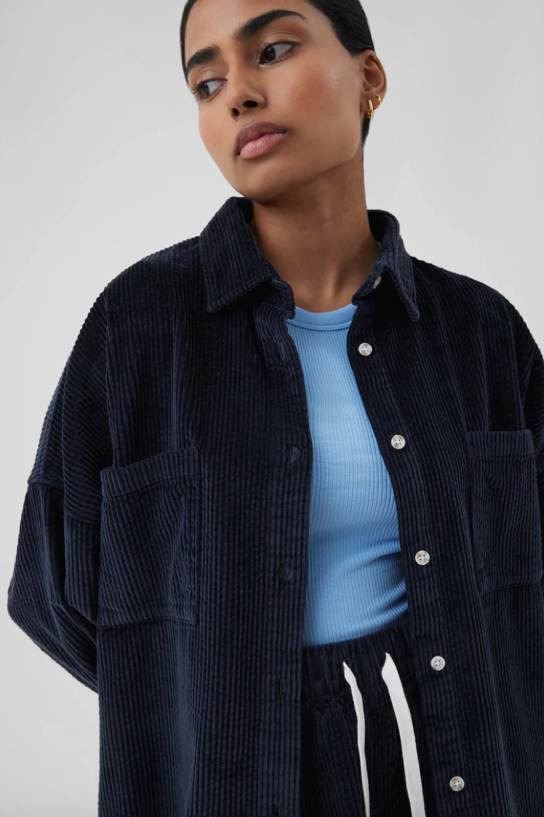 Lars Cord Shacket Indigo