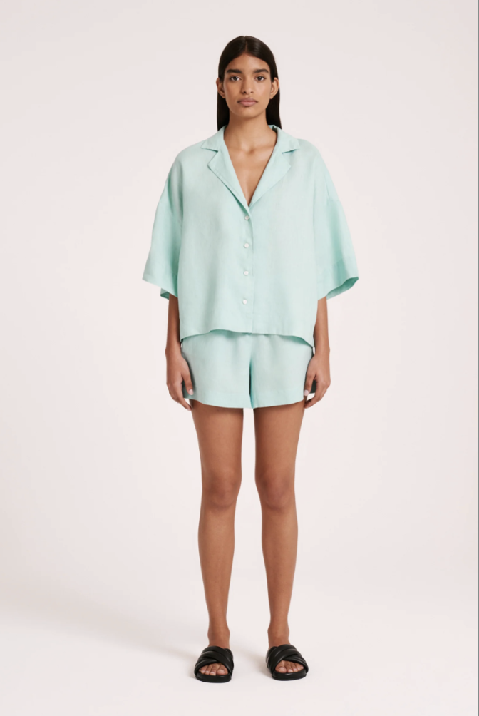 Lounge Linen Short Aqua