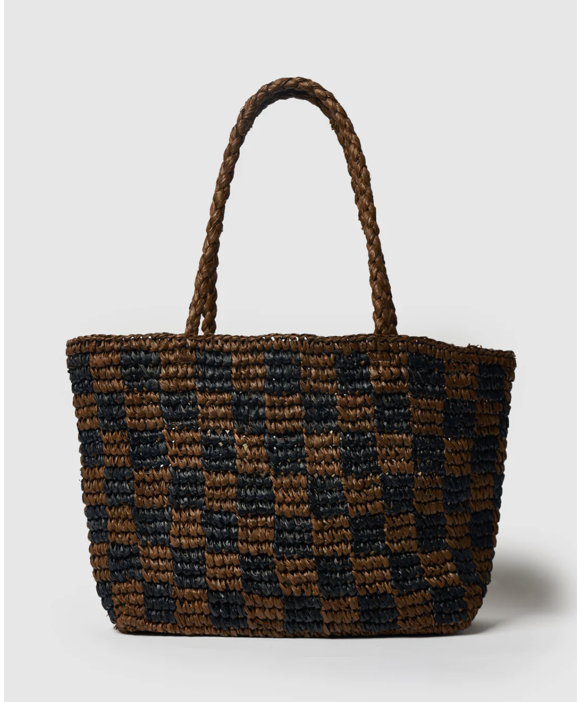 Black Walnut Check Straw Bag Small