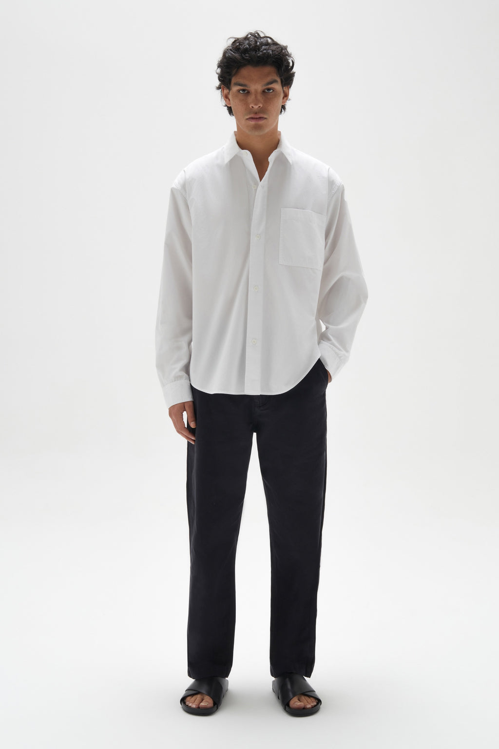 Mens Simon Poplin LS White
