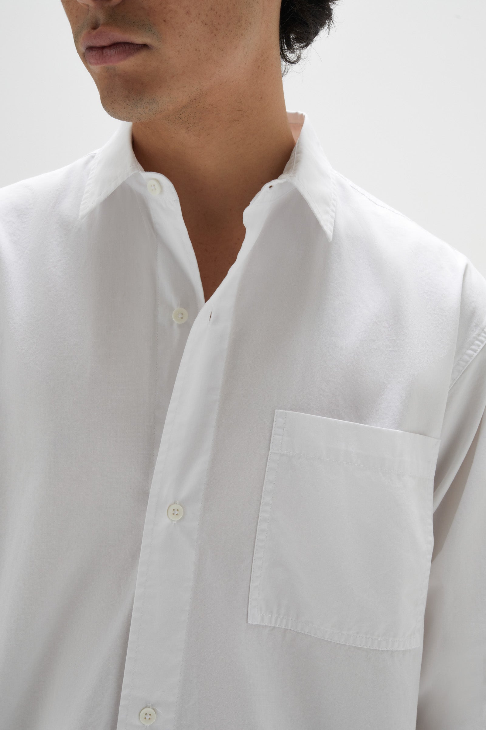 Mens Simon Poplin LS White