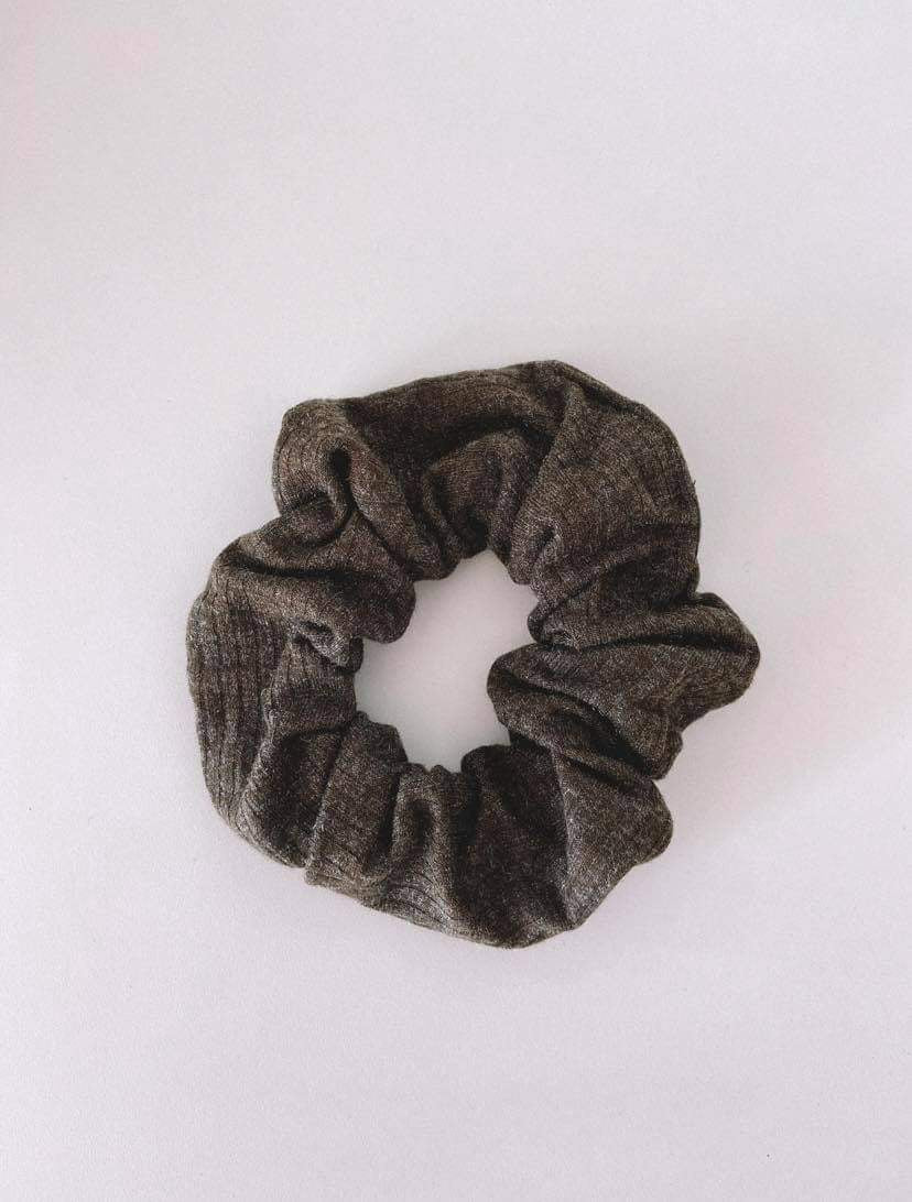 Ribbed Cotton Scrunchie Coal