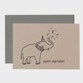 Elephant Birthday Card Black on Blush