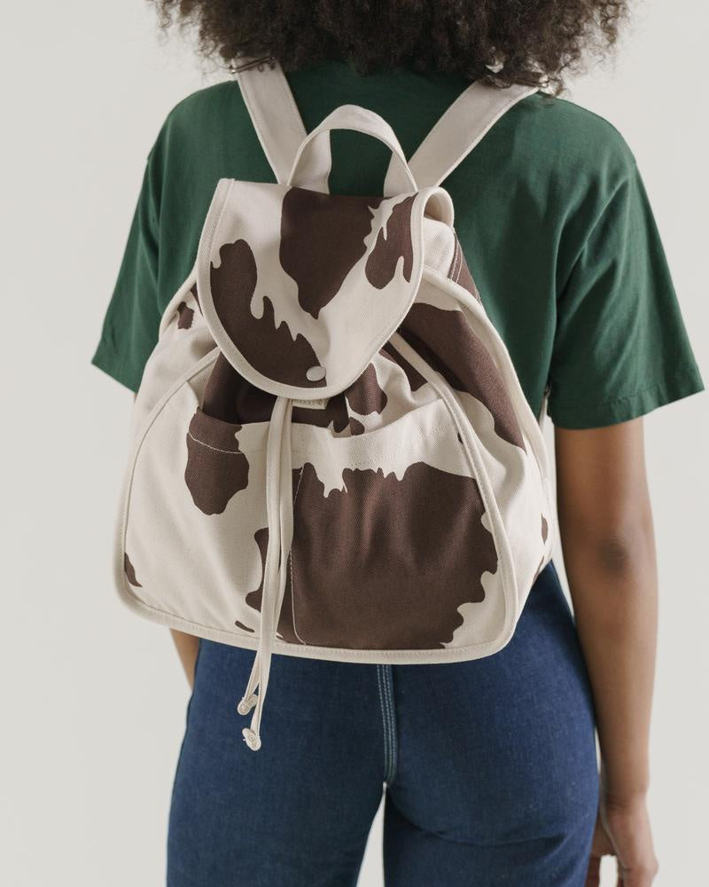 Drawstring Backpack Brown Cow