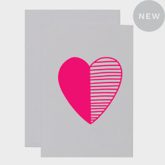 Stripy Heart Pink Card