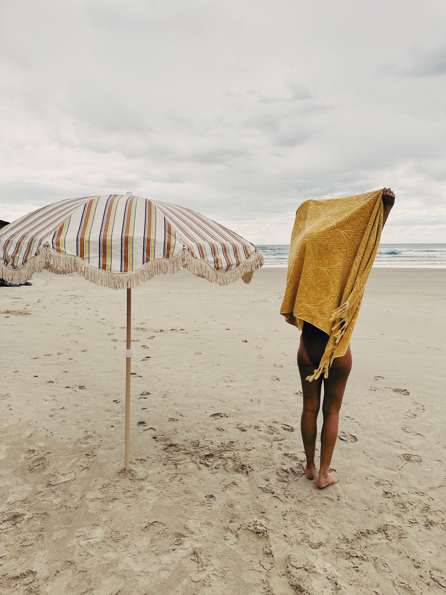 Vintage Stripe Beach Umbrella