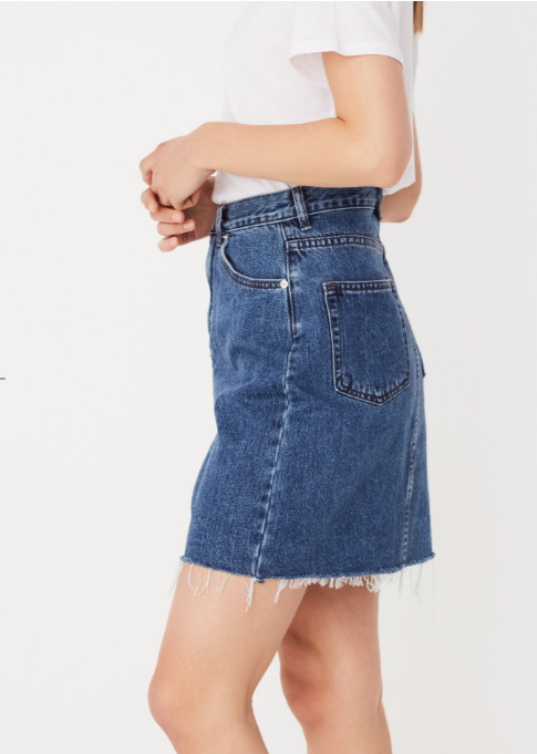 Rigid Fray Skirt Mid Blue – plainjanes