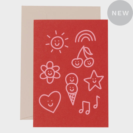 Smiley Things Card Red